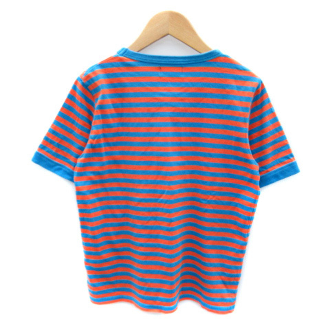 BEAMS BOY(ビームスボーイ)のビームスボーイ Tシャツ カットソー ラウンドネック ボーダー柄 オレンジ 水色 レディースのトップス(Tシャツ(半袖/袖なし))の商品写真