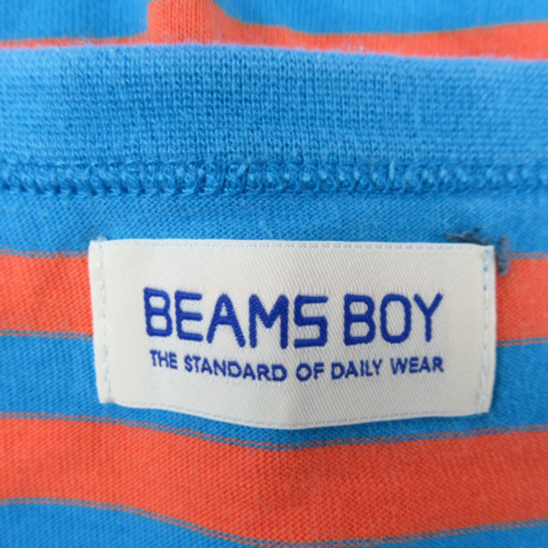 BEAMS BOY(ビームスボーイ)のビームスボーイ Tシャツ カットソー ラウンドネック ボーダー柄 オレンジ 水色 レディースのトップス(Tシャツ(半袖/袖なし))の商品写真