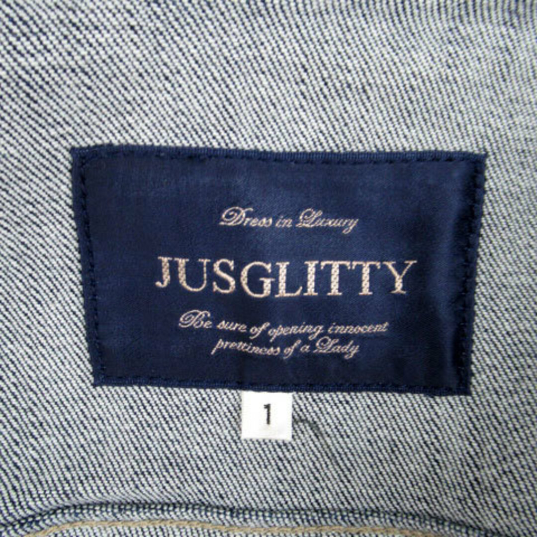 JUSGLITTY(ジャスグリッティー)のジャスグリッティー デニムジャケット Gジャン ジージャン ミドル丈 1 青 レディースのジャケット/アウター(Gジャン/デニムジャケット)の商品写真