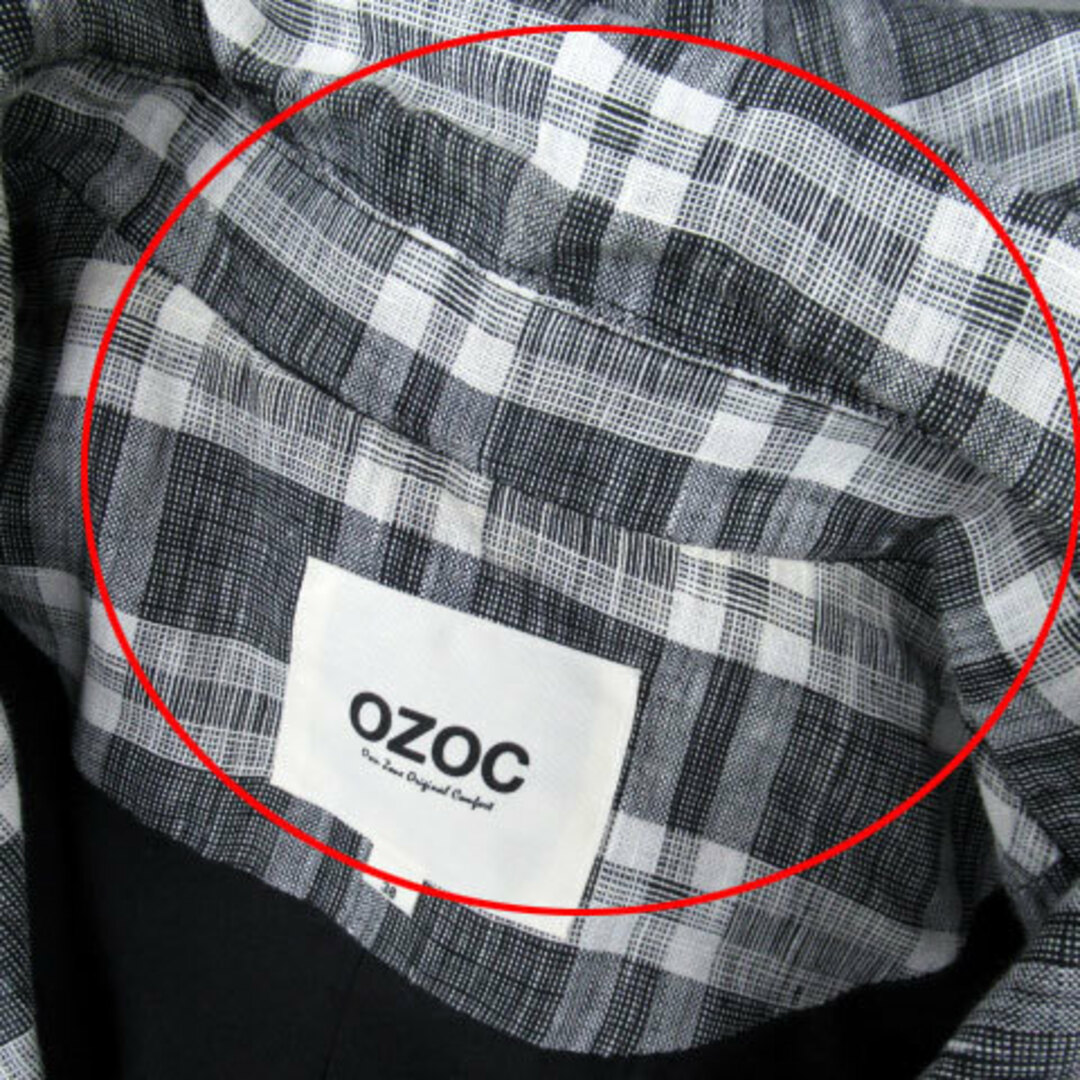 OZOC(オゾック)のオゾック スプリングコート オープンカラー チェック柄 リネン 38 ■MO レディースのジャケット/アウター(スプリングコート)の商品写真