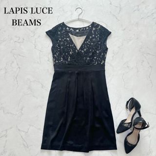 ビームス(BEAMS)のLAPIS LUCE BEAMS フレンチスリーブワンピース　レース　ブラック(ひざ丈ワンピース)