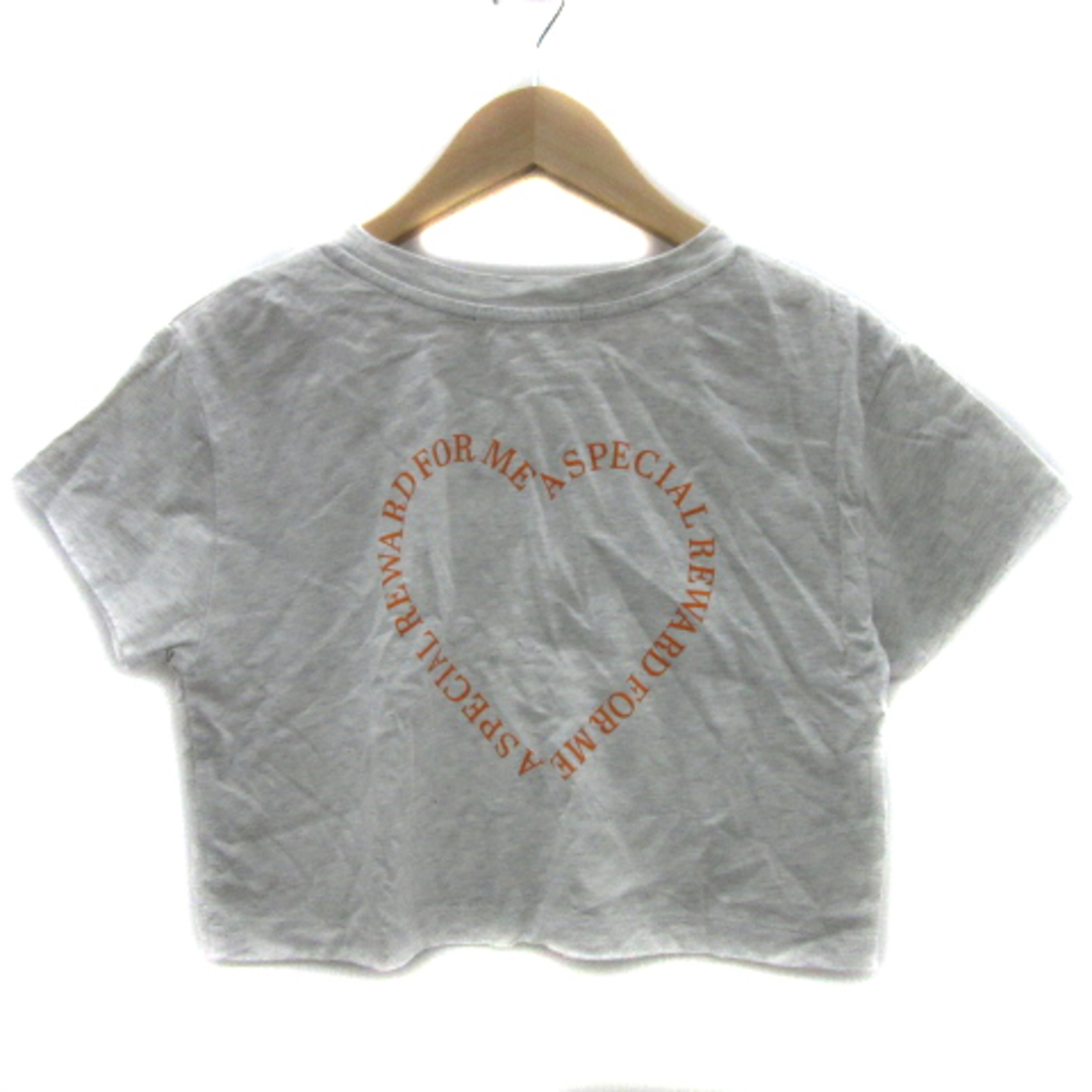 heather(ヘザー)のヘザー Tシャツ カットソー 半袖 ショート丈 F ライトグレー オレンジ レディースのトップス(Tシャツ(半袖/袖なし))の商品写真