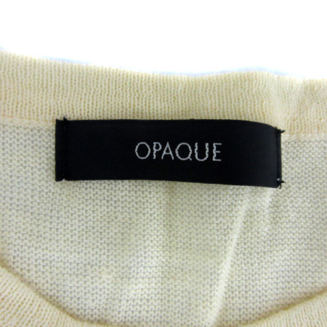 OPAQUE(オペーク)のオペーク ニットカーディガン ラウンドネック 無地 切替 薄手 38 黄色 白 レディースのトップス(カーディガン)の商品写真