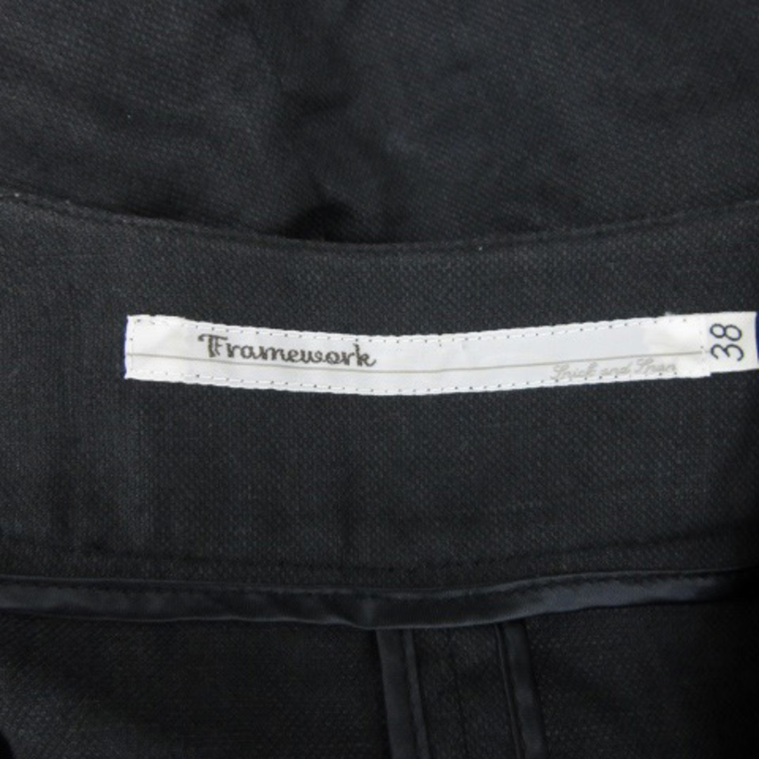 FRAMeWORK(フレームワーク)のフレームワーク ノーカラージャケット ミドル丈 七分袖 リネン 38 ブラック レディースのジャケット/アウター(その他)の商品写真