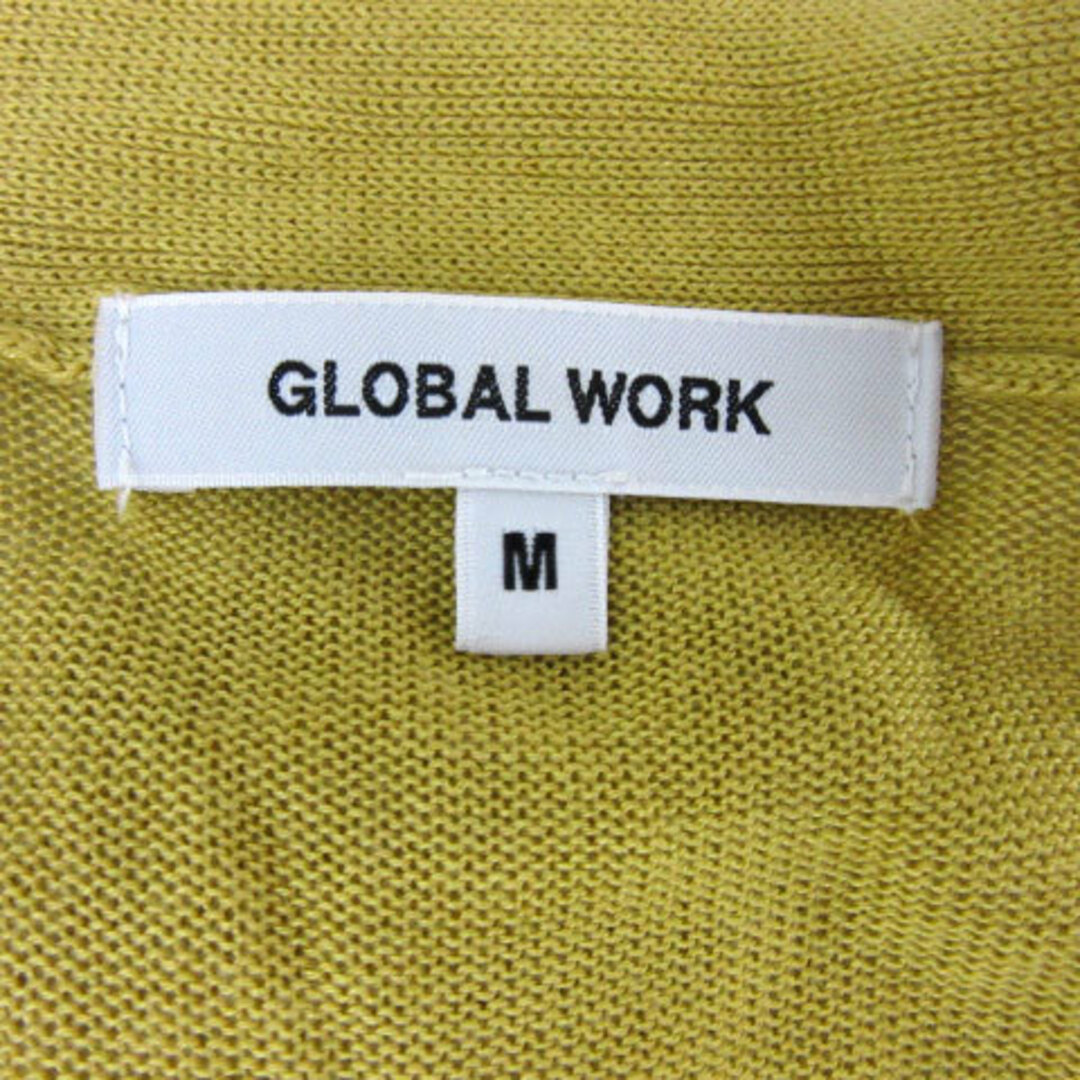 GLOBAL WORK(グローバルワーク)のグローバルワーク  ニットカーディガン Vネック 前開き 無地 M 黄色 レディースのトップス(カーディガン)の商品写真