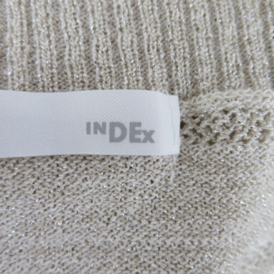 INDEX(インデックス)のインデックス カーディガン ミドル丈 半袖 前開き ラメ ボーダー柄 レディースのトップス(カーディガン)の商品写真