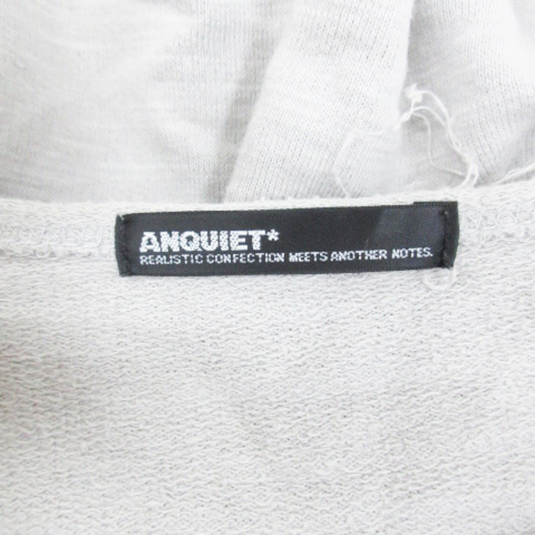 ANQUIET(アンクワイエット)のアンクワイエット カットソー 五分袖 ラウンドネック ロゴ刺繡 F グレー レディースのトップス(その他)の商品写真