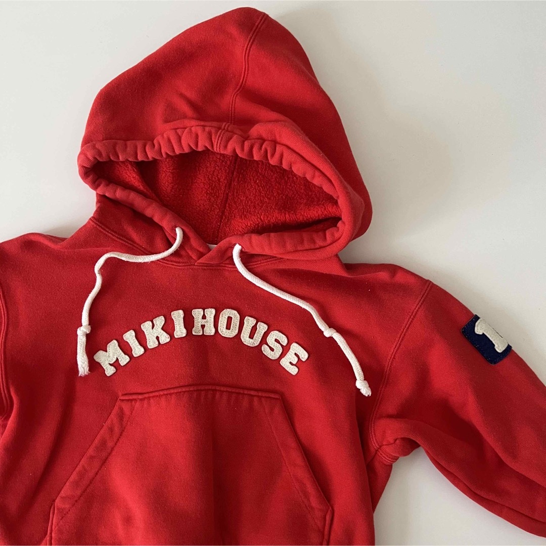 mikihouse(ミキハウス)のMIKIHOUSE ミキハウス　パーカー　ロゴ　レトロ　日本製 キッズ/ベビー/マタニティのベビー服(~85cm)(トレーナー)の商品写真