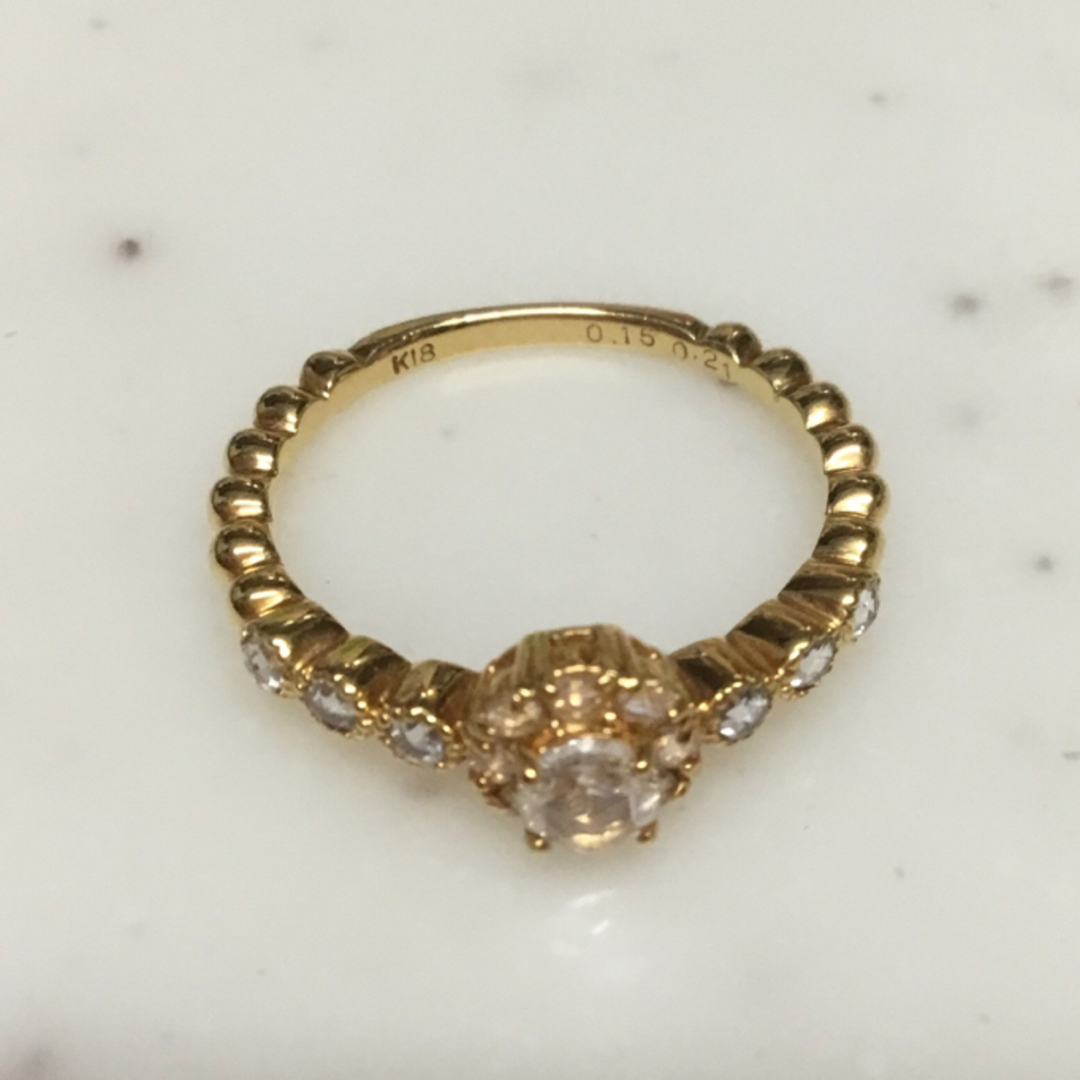 K18YG ローズカット　ダイヤモンド　計　0.36ct リング　 サイズ　9号 レディースのアクセサリー(リング(指輪))の商品写真