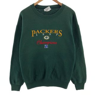 リー(Lee)の古着 90年代 リー Lee NFL GREEN BAY PACKERS グリーンベイパッカーズ ロゴスウェットシャツ トレーナー USA製 メンズM ヴィンテージ /eaa381577(スウェット)