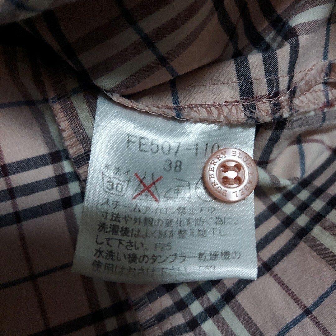 BURBERRY BLUE LABEL(バーバリーブルーレーベル)のバーバリーブルーレーベル ノバチェック七分袖ブラウス シャツ 38 M ピンク レディースのトップス(シャツ/ブラウス(長袖/七分))の商品写真