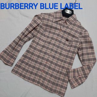 バーバリーブルーレーベル(BURBERRY BLUE LABEL)のバーバリーブルーレーベル ノバチェック七分袖ブラウス シャツ 38 M ピンク(シャツ/ブラウス(長袖/七分))