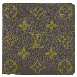 ルイヴィトン(LOUIS VUITTON)の本物 ルイヴィトン LOUIS VUITTON LV ポルトフォイユ マルコ モノグラム 折財布 コンパクトウォレット ブラウン M61675 ビトン 財布 ウォレット 中古(財布)