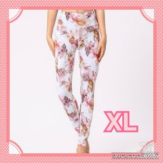 XL レディース ヨガウェア レギンス スパッツ 花柄 美脚 美尻 ヨガパンツ(レギンス/スパッツ)