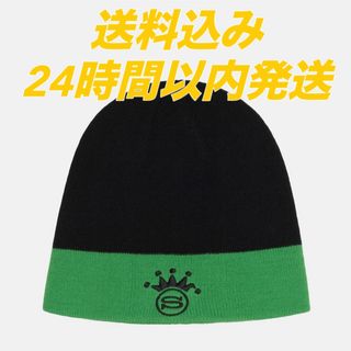 ステューシー(STUSSY)のSTUSSY SKULLCAP S CROWN JACQUARD ビーニー 黒(ニット帽/ビーニー)