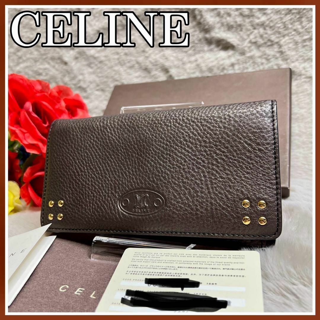 celine(セリーヌ)の極美品　CELINE セリーヌ レザー 長財布 トリオンフ コゲ茶 ブラウン レディースのファッション小物(財布)の商品写真