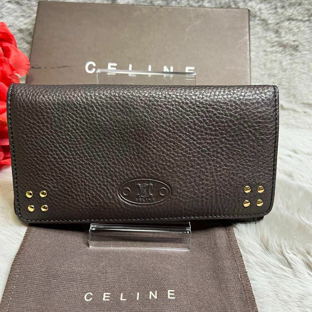 celine(セリーヌ)の極美品　CELINE セリーヌ レザー 長財布 トリオンフ コゲ茶 ブラウン レディースのファッション小物(財布)の商品写真