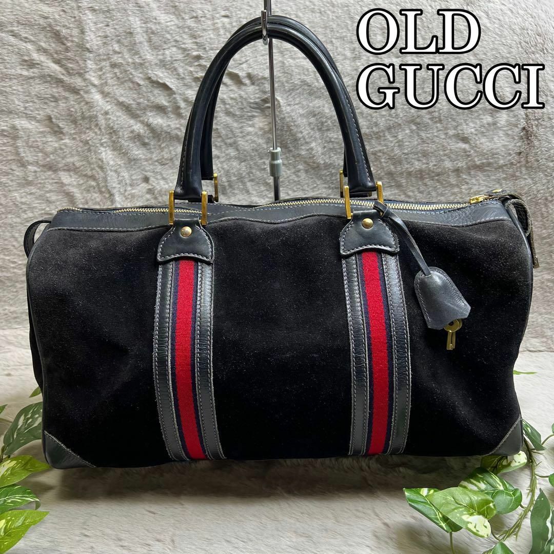 Gucci(グッチ)の極希少 グッチ GUCCI ボストンバッグ スエード シェリーライン 黒　本革 メンズのバッグ(ボストンバッグ)の商品写真