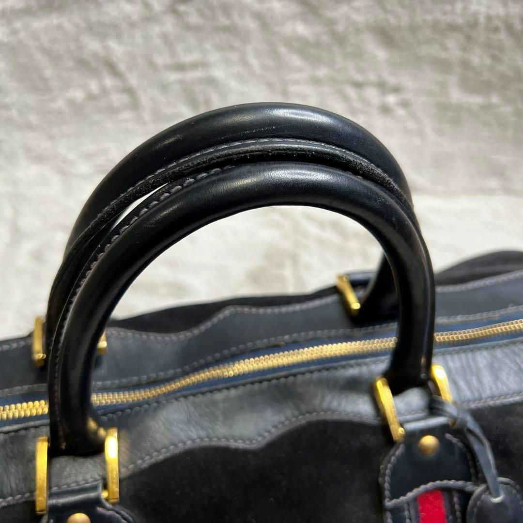 Gucci(グッチ)の極希少 グッチ GUCCI ボストンバッグ スエード シェリーライン 黒　本革 メンズのバッグ(ボストンバッグ)の商品写真