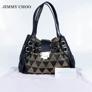 ジミーチュウ(JIMMY CHOO)の【JIMMY CHOO】ハンドバッグ　スタッズ　ブラック　ゴールド　希少(ハンドバッグ)