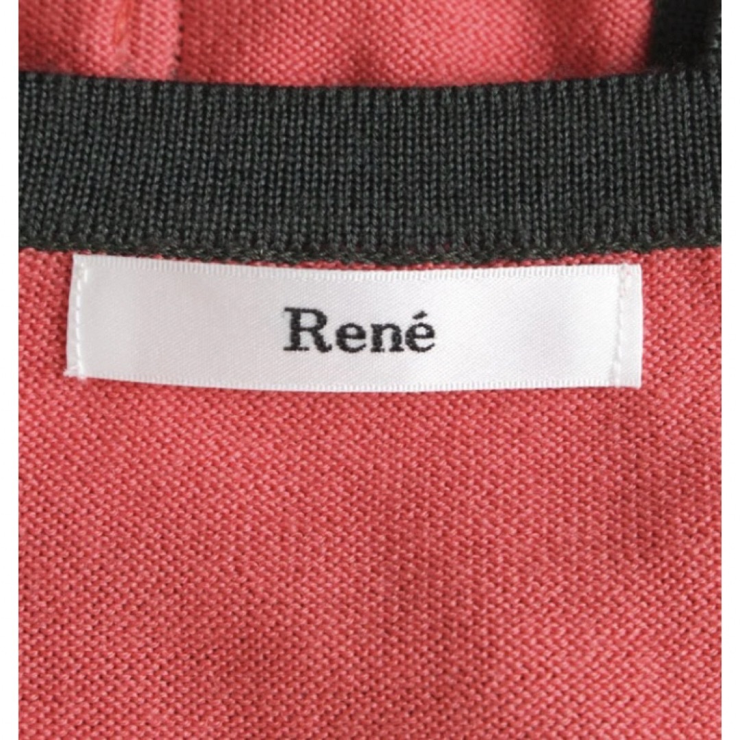 René(ルネ)のRene レッド ウール チェーン カーディガン ルネ 長袖 38サイズ レディースのトップス(カーディガン)の商品写真