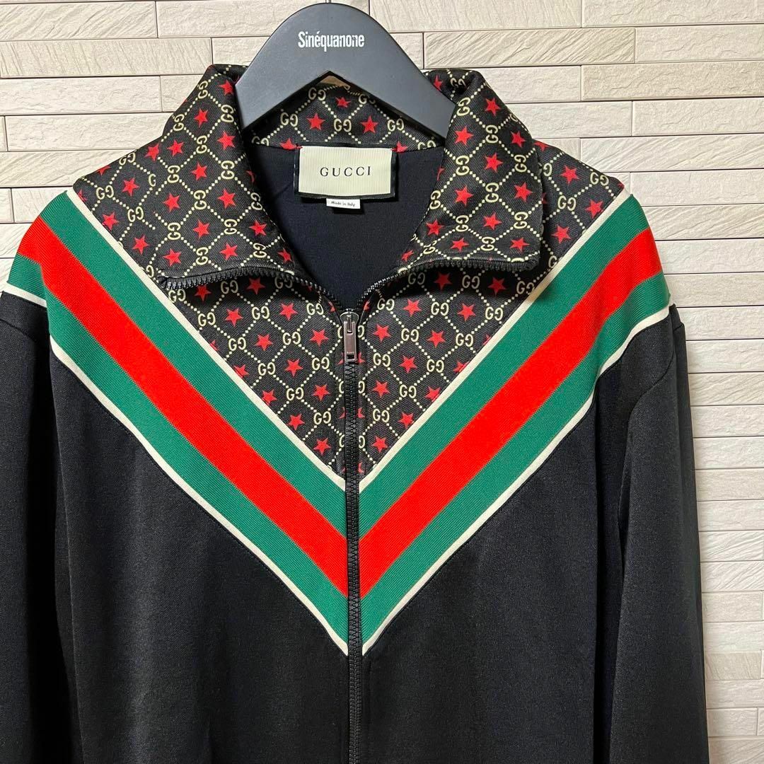 Gucci(グッチ)の【未使用品】GUCCI グッチ ジャージ　黒 XL GGスター シェリーライン メンズのジャケット/アウター(ブルゾン)の商品写真