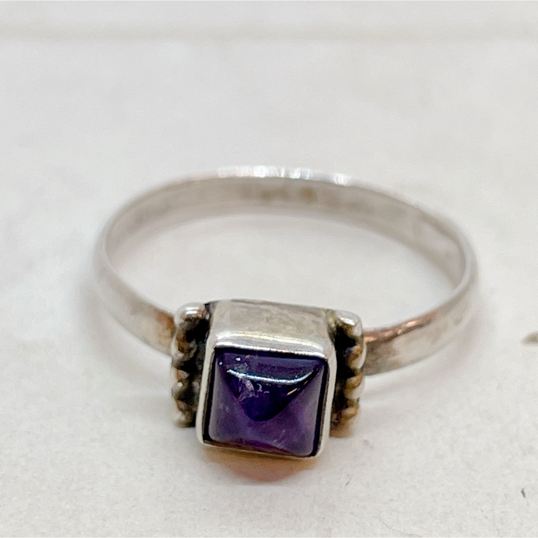 silver925/天然石×銀リング/四角いアメジスト レディースのアクセサリー(リング(指輪))の商品写真