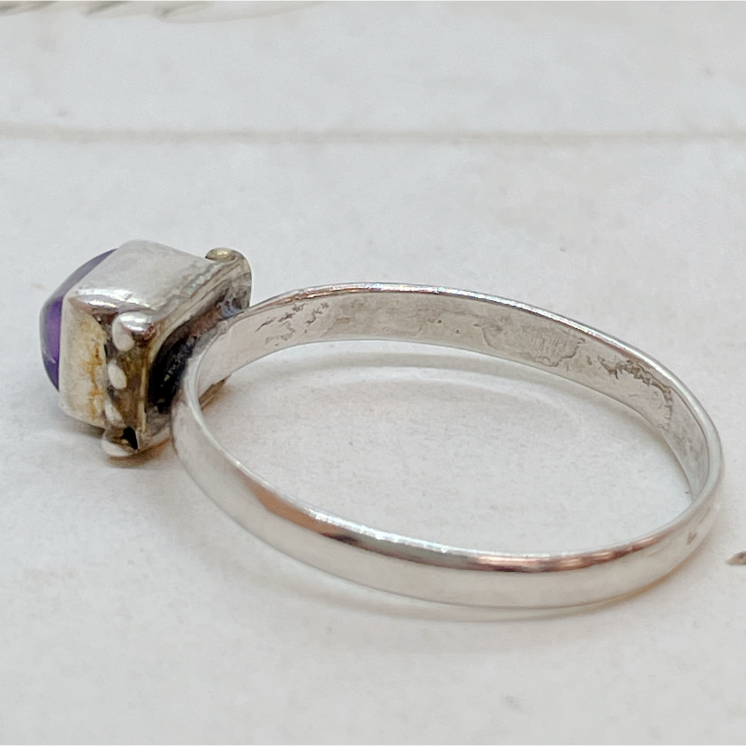 silver925/天然石×銀リング/四角いアメジスト レディースのアクセサリー(リング(指輪))の商品写真