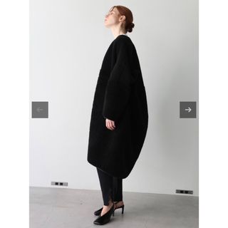 eLLa ♡boa cocoon coat (black)(ロングコート)