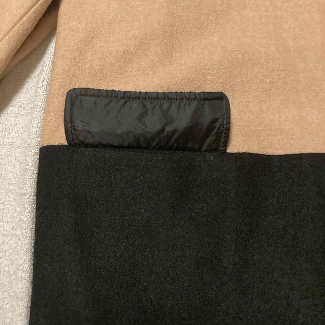 3L ボリューム襟 切り替え バイカラー バルーン コート ベージュ ブラック レディースのジャケット/アウター(ロングコート)の商品写真