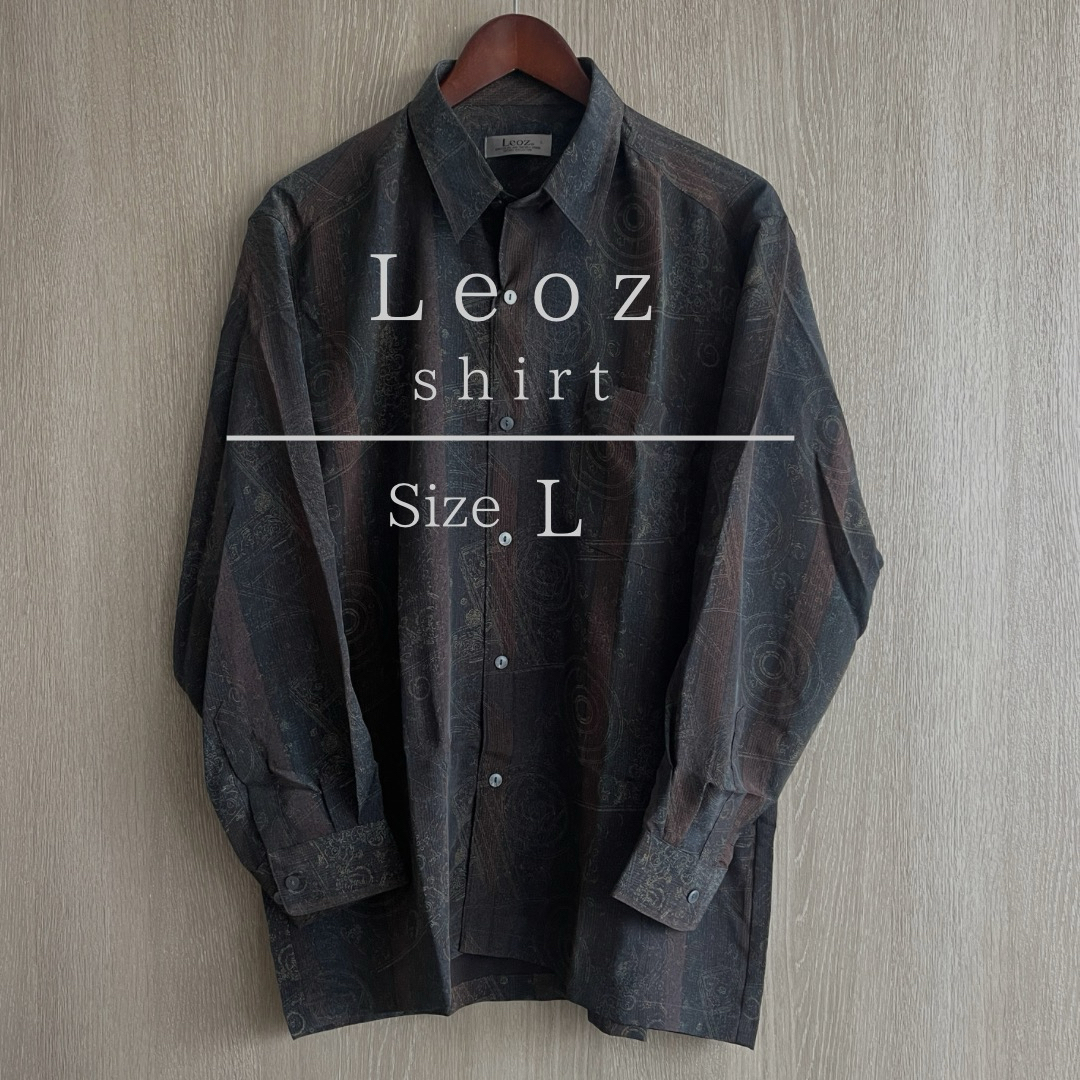 【新品】レオズ Leoz 古着 総柄 デザインシャツ ポリエステル 幾何学模様 メンズのトップス(シャツ)の商品写真