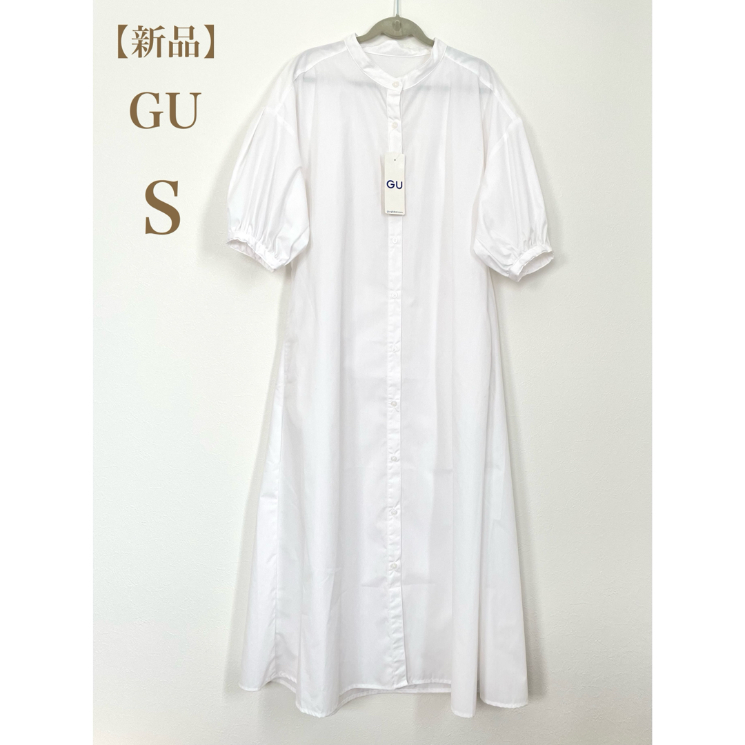 GU(ジーユー)のGU ジーユー　バンドカラーシャツワンピース(5分袖)Q レディースのワンピース(ロングワンピース/マキシワンピース)の商品写真