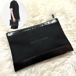 バレンシアガ(Balenciaga)の本物 バレンシアガ デニムキャンパス×レザー切替 クラッチバッグ 黒 (セカンドバッグ/クラッチバッグ)