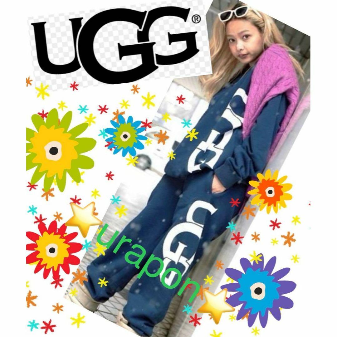 UGG(アグ)の超入手困難✨激レア✨Ｍ✨上下セットアップ✨UGG✨サイドビッグロゴ✨紺 レディースのトップス(トレーナー/スウェット)の商品写真