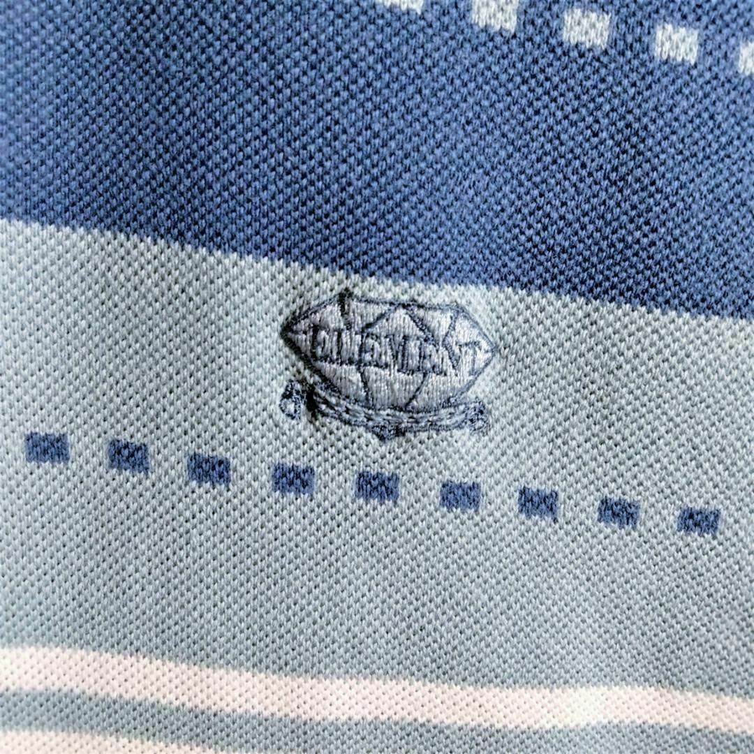 ポロシャツ☆シャツ　半袖　ハーフボタン　ロゴ刺繍　ボーダー　点線　くすみカラー メンズのトップス(ポロシャツ)の商品写真