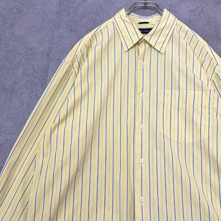 ノーティカ(NAUTICA)のノーティカ　マルチストライプシャツ　長袖シャツ　古着　イエロー　L(Tシャツ/カットソー(七分/長袖))