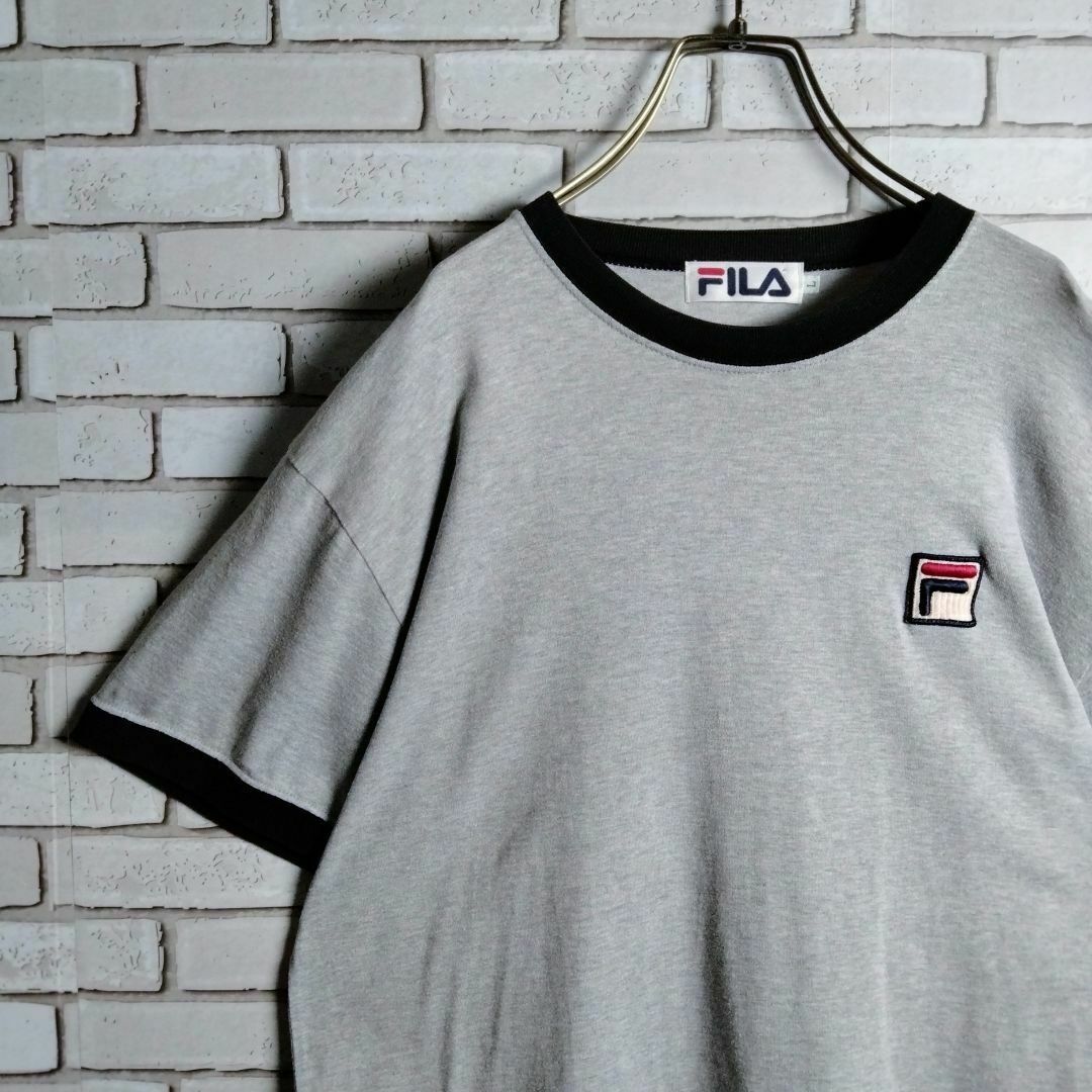 FILA(フィラ)のFILA☆Tシャツ　リンガーTシャツ　日本製　半袖　ロゴ刺繍　ワッペン　Ｌ メンズのトップス(Tシャツ/カットソー(半袖/袖なし))の商品写真