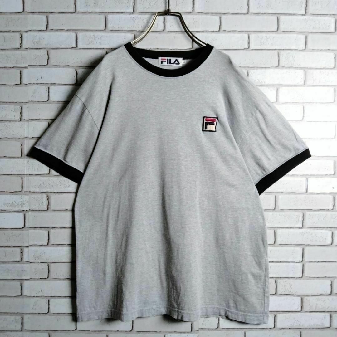 FILA(フィラ)のFILA☆Tシャツ　リンガーTシャツ　日本製　半袖　ロゴ刺繍　ワッペン　Ｌ メンズのトップス(Tシャツ/カットソー(半袖/袖なし))の商品写真