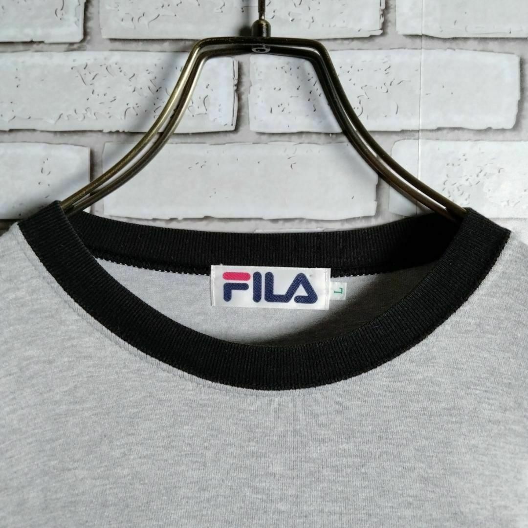 FILA(フィラ)のFILA☆Tシャツ　リンガーTシャツ　日本製　半袖　ロゴ刺繍　ワッペン　Ｌ メンズのトップス(Tシャツ/カットソー(半袖/袖なし))の商品写真