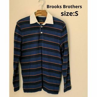 ブルックス(Brooks)のBrooks Brothers ボーダー 長袖 ポロシャツ メンズ ブルー S(ポロシャツ)