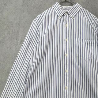 ジェイクルー(J.Crew)のジェイクルー　ストライプシャツ　長袖　BD　古着　ブルー　ホワイト　M(Tシャツ/カットソー(七分/長袖))