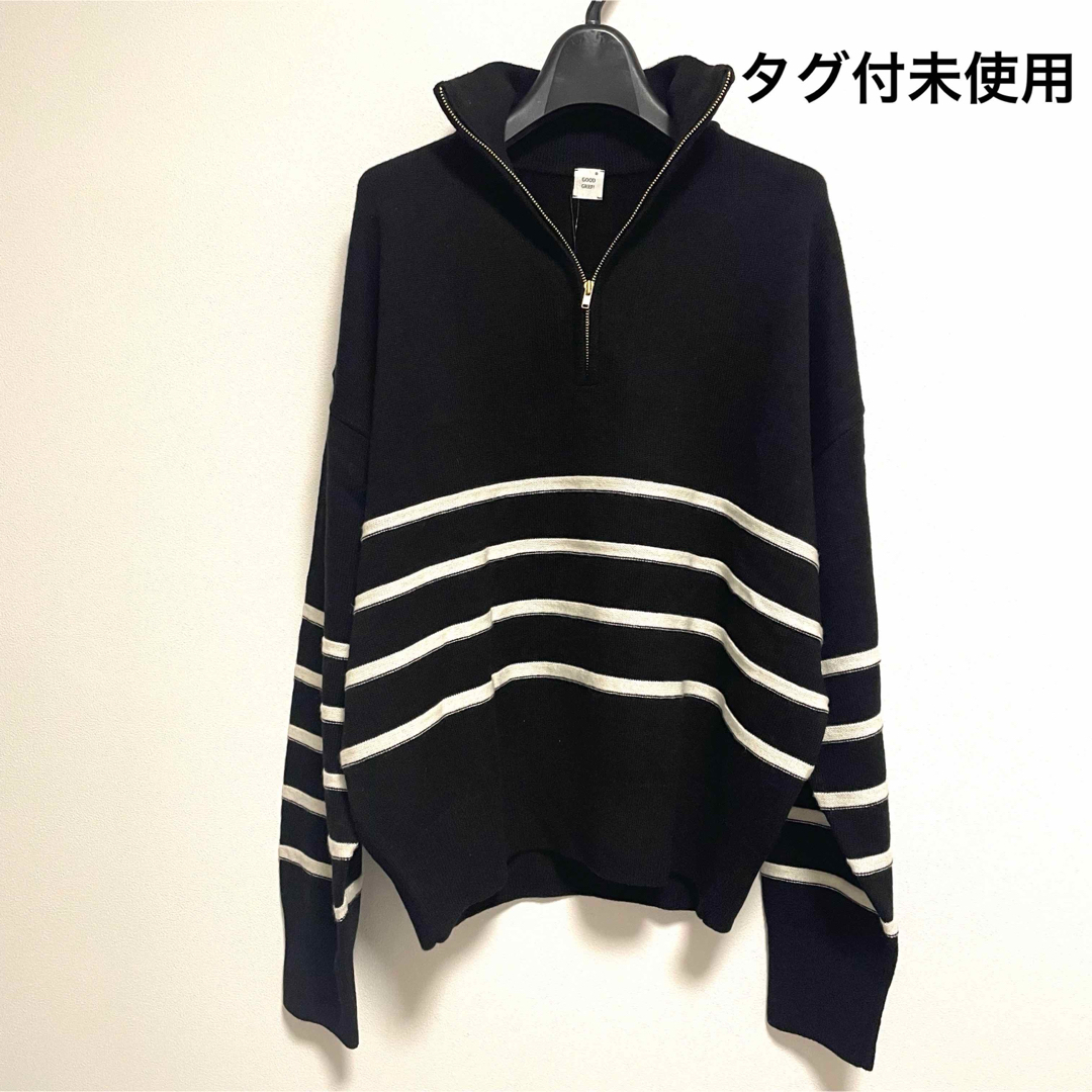 L'Appartement DEUXIEME CLASSE(アパルトモンドゥーズィエムクラス)のアパルトモン GOOD GRIEF Border Zip Knit TOP レディースのトップス(ニット/セーター)の商品写真