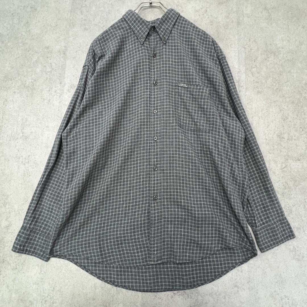 CHAPS(チャップス)のチャップスラルフローレン　チェックシャツ　長袖　ネルシャツ　古着　グレー　L メンズのトップス(Tシャツ/カットソー(七分/長袖))の商品写真