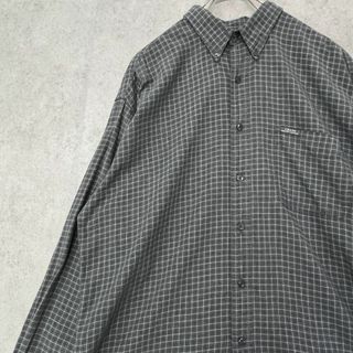 チャップス(CHAPS)のチャップスラルフローレン　チェックシャツ　長袖　ネルシャツ　古着　グレー　L(Tシャツ/カットソー(七分/長袖))