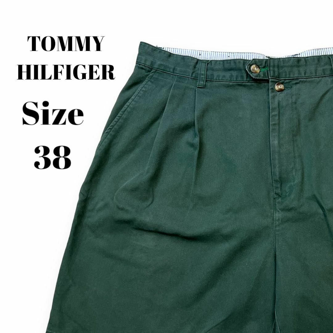 TOMMY HILFIGER(トミーヒルフィガー)のTOMMY HILFIGER　ショートパンツ　古着　グリーン　38 メンズのパンツ(ショートパンツ)の商品写真