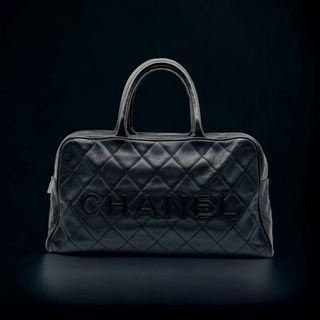 シャネル(CHANEL)のCHANEL シャネル　キャビアスキン　デカロゴ　ハンドバッグ　ブラック(ハンドバッグ)