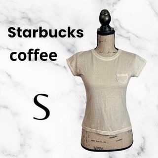 スターバックスコーヒー(Starbucks Coffee)の【Starbucks coffee】ショートTシャツ　ライトブラウン　刺繍　S(Tシャツ(半袖/袖なし))