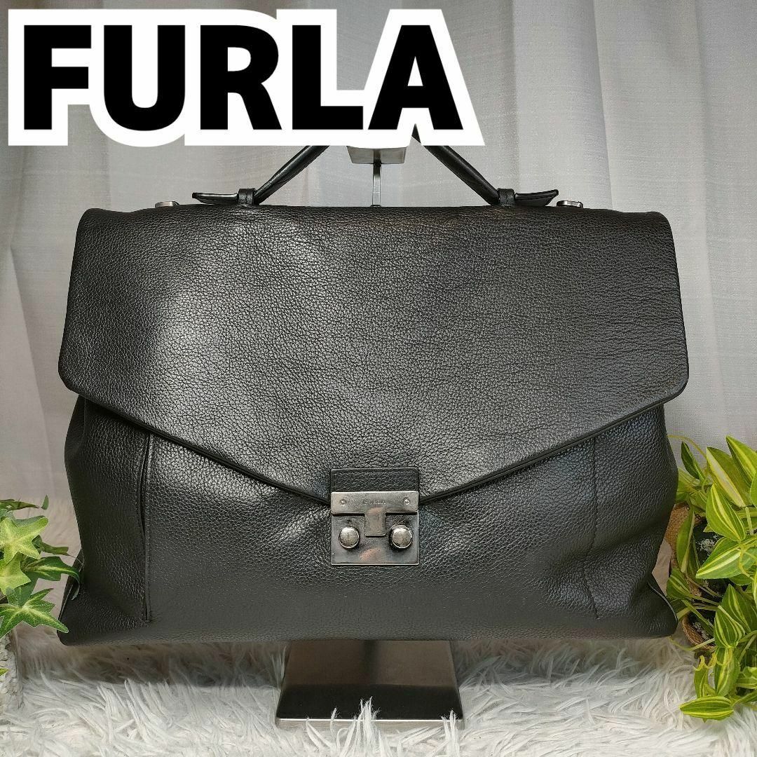 Furla(フルラ)の【美品】 フルラ ビジネスバッグ ブラック シボ革 FURLA ブリーフケース黒 メンズのバッグ(ビジネスバッグ)の商品写真