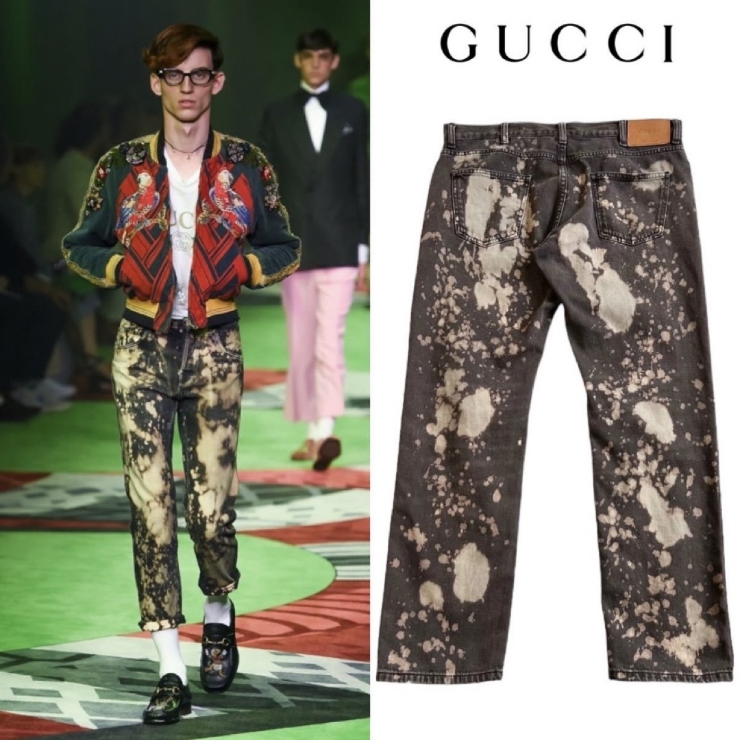 Gucci(グッチ)のGUCCI グッチ 2017SS ブリーチデニムパンツ メンズ 34サイズ メンズのパンツ(デニム/ジーンズ)の商品写真