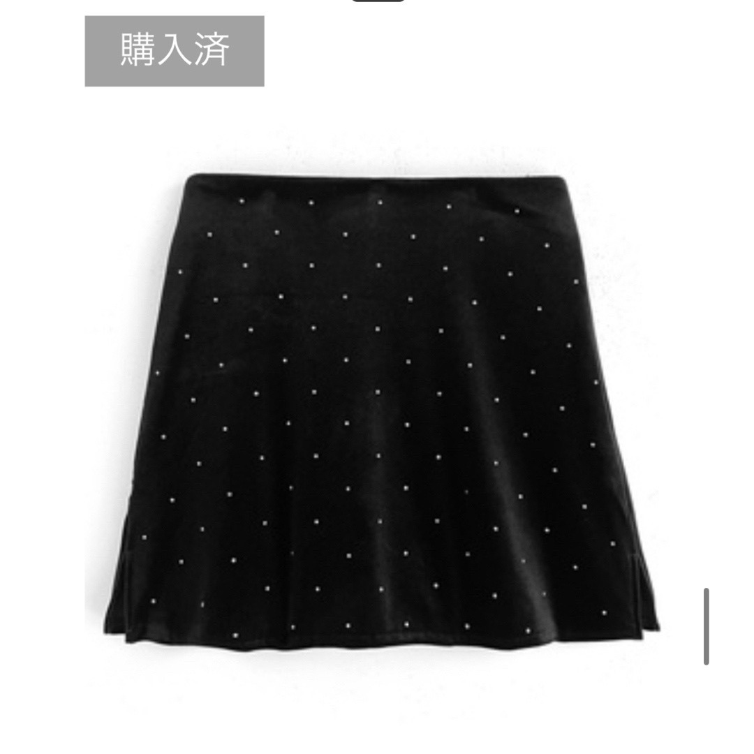 GRL(グレイル)のGRL ラインストーンベロアミニスカートパンツ レディースのスカート(ミニスカート)の商品写真